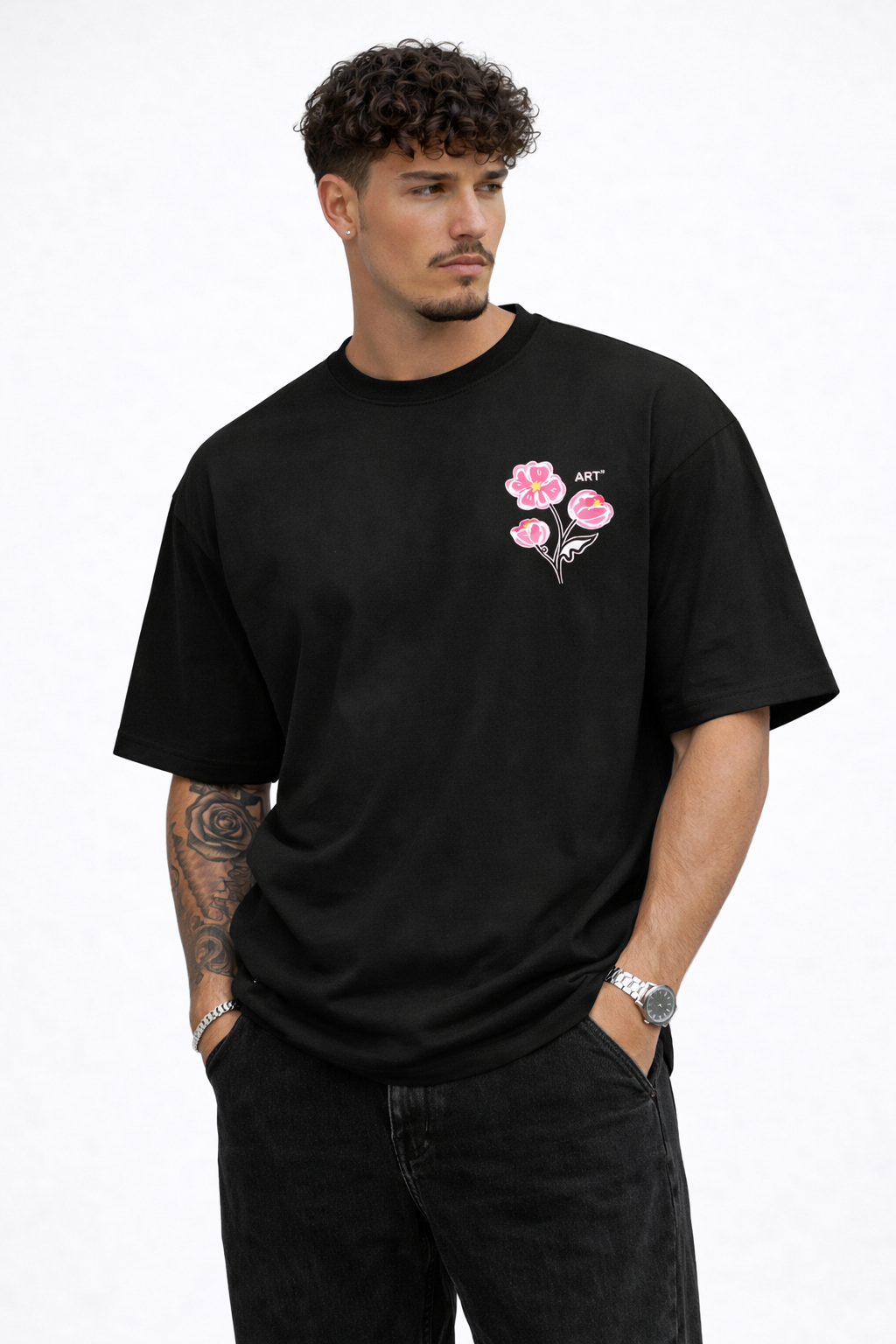 Blush Bloom Tee Zwart